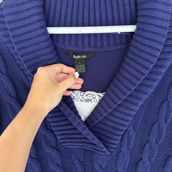 Style & Co. Cable Knit Sweater Tank Built In - Picture 4 of 5